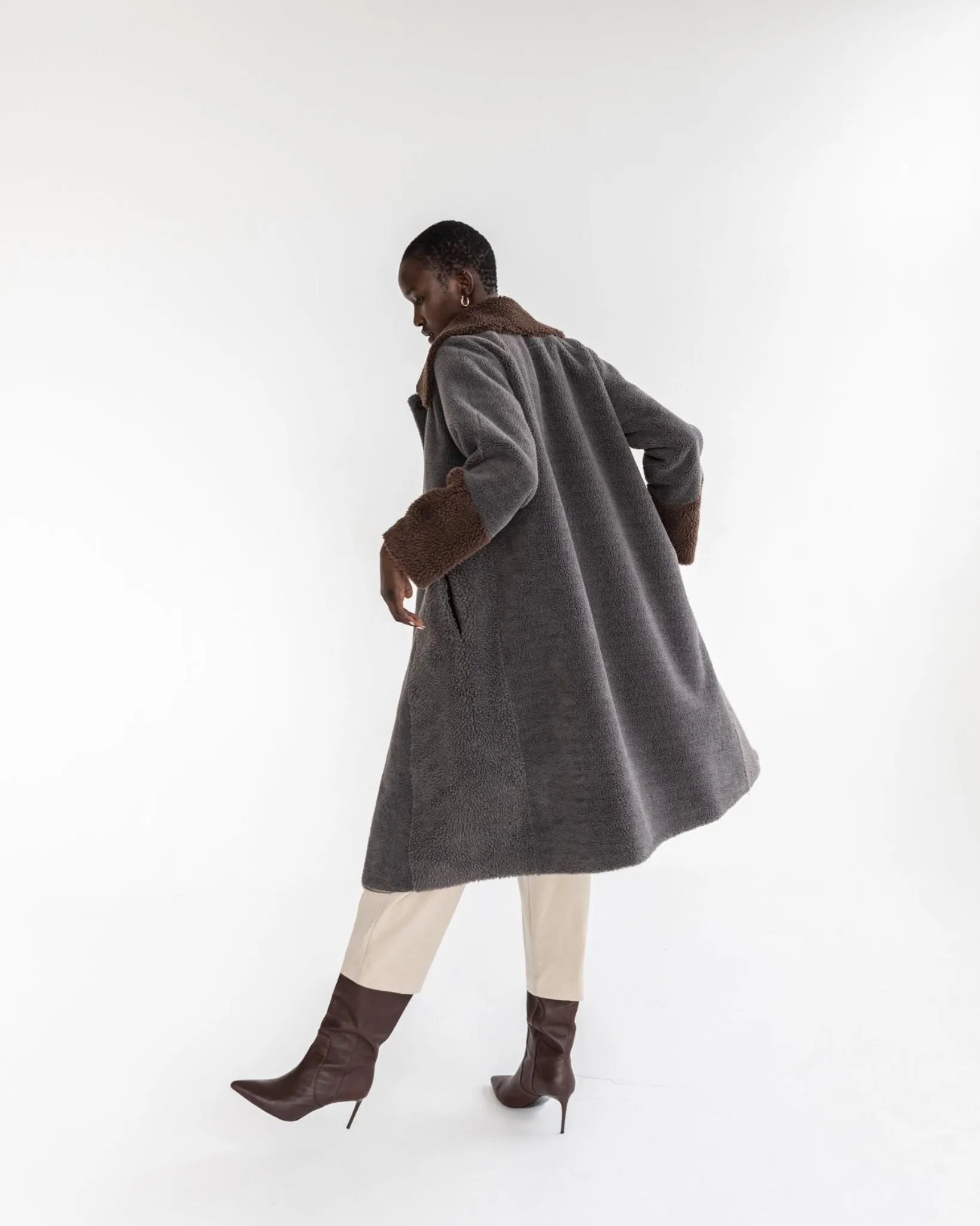 Furever Chic Coat - Granite and Brown