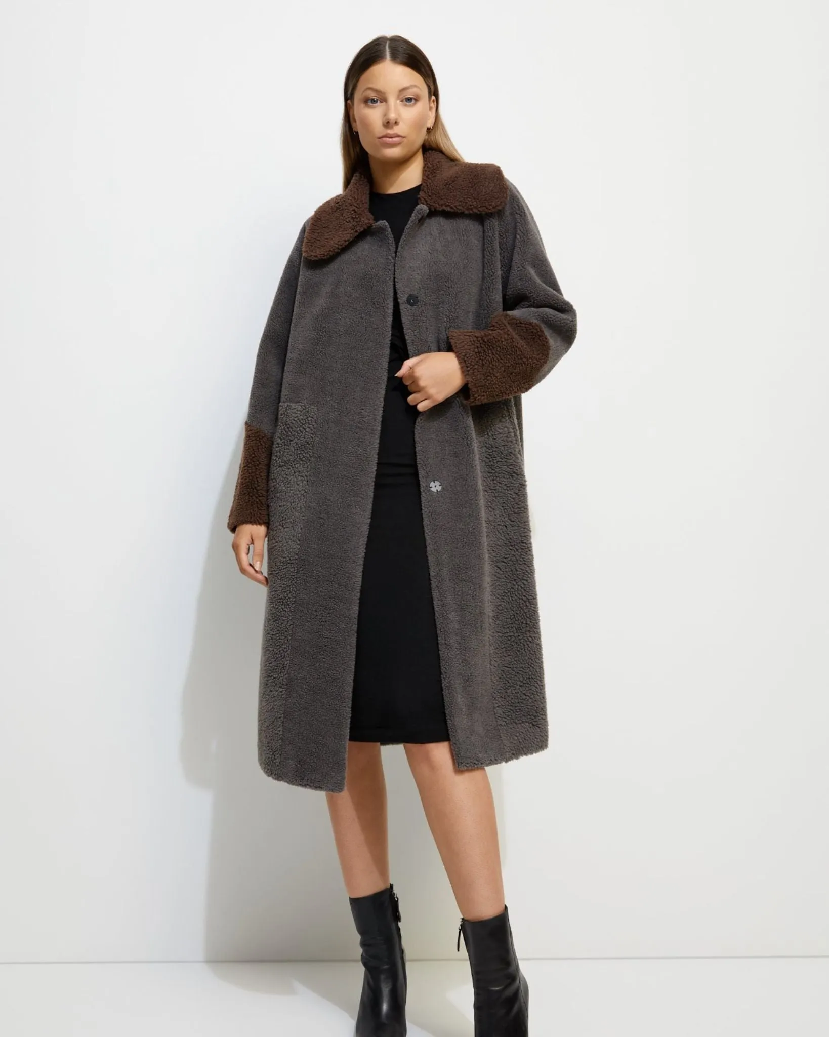 Furever Chic Coat - Granite and Brown