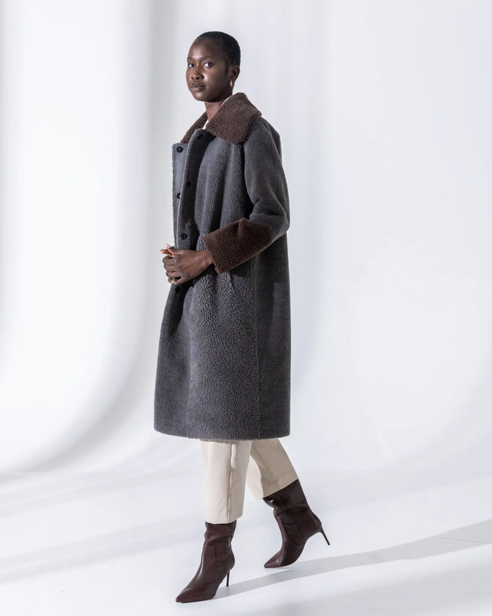 Furever Chic Coat - Granite and Brown