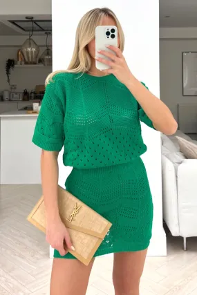 Giana forest green crochet skirt co-ord