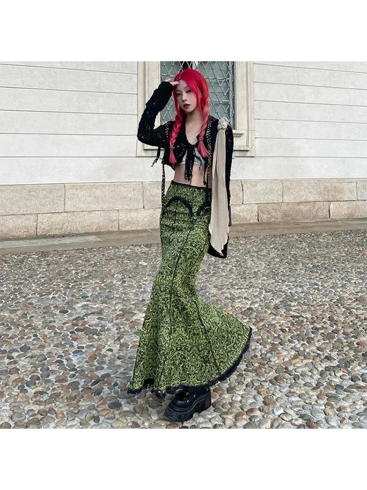 Girlary Woman Korean Skirt Preppy Style Pleated Streetwear Skirt All-match A-line Sexy Skirt Gyaru Maxi Coquette Patchwork Cozy Ins