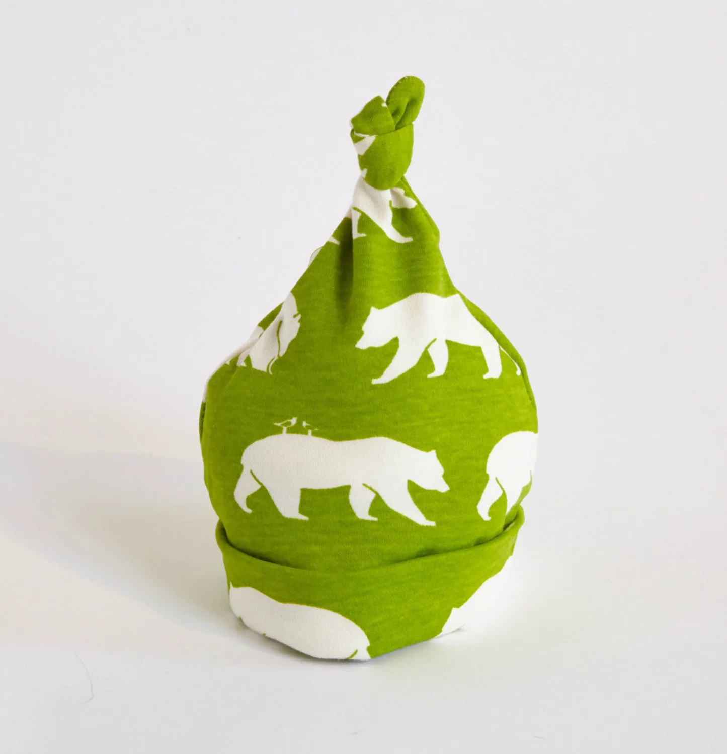 Hat, Baby, Infant, Organic Knot Hat Bear, Green