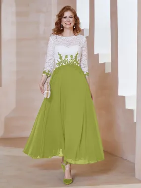 Illusion Neckline Applique Long Sleeves Dress Clover