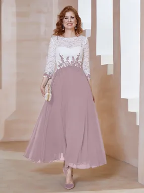 Illusion Neckline Applique Long Sleeves Dress Dusk