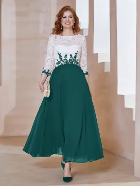 Illusion Neckline Applique Long Sleeves Dress Peacock