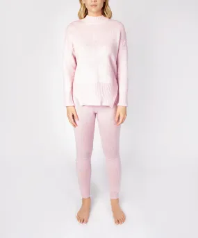 Jersey Cable Detail Leggings Blush