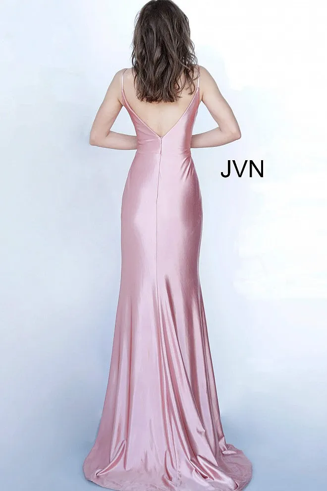 Jovani JVN03104 Size 2 HOT PINK Ruched Satin Prom Dress Evening Gown Cowl Neck Gown