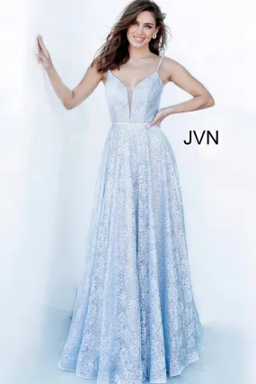 Jovani JVN03111 Size 14 Red Metallic Lace Prom Dress Wedding A line Evening Gown JVN 03111