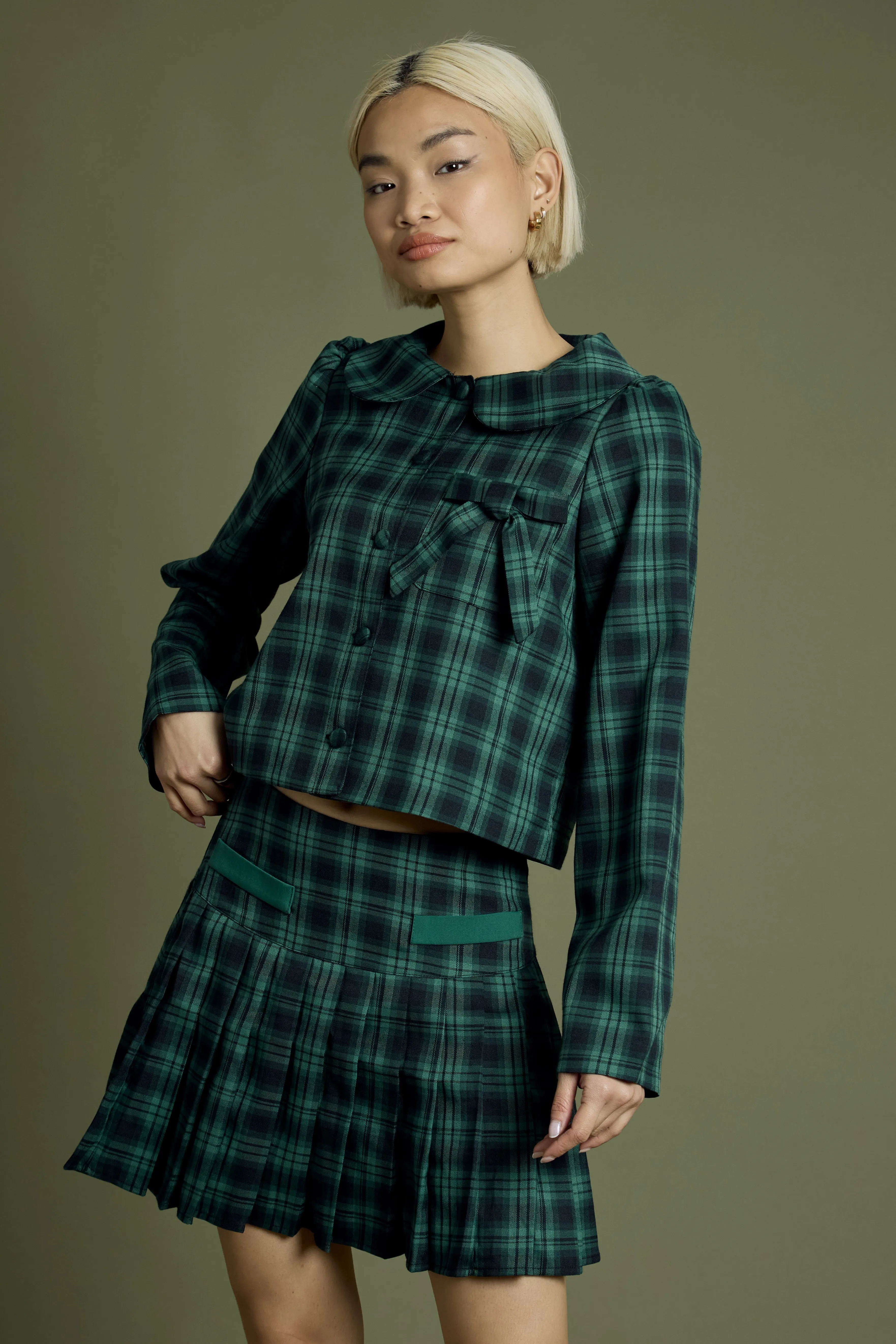 Macy Tartan Cropped Jacket
