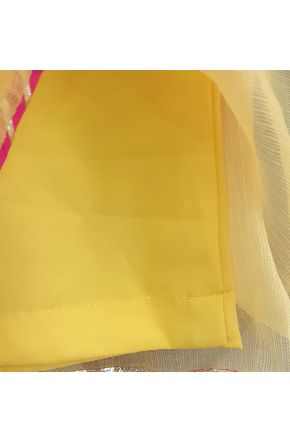 Magenta gotta booti embroidered top with yellow layered skirt