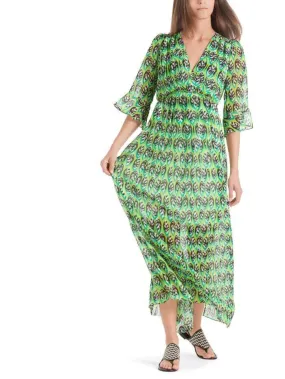Marc Cain Additions Green Patterned Maxi Dress QA 21.22 W10 534