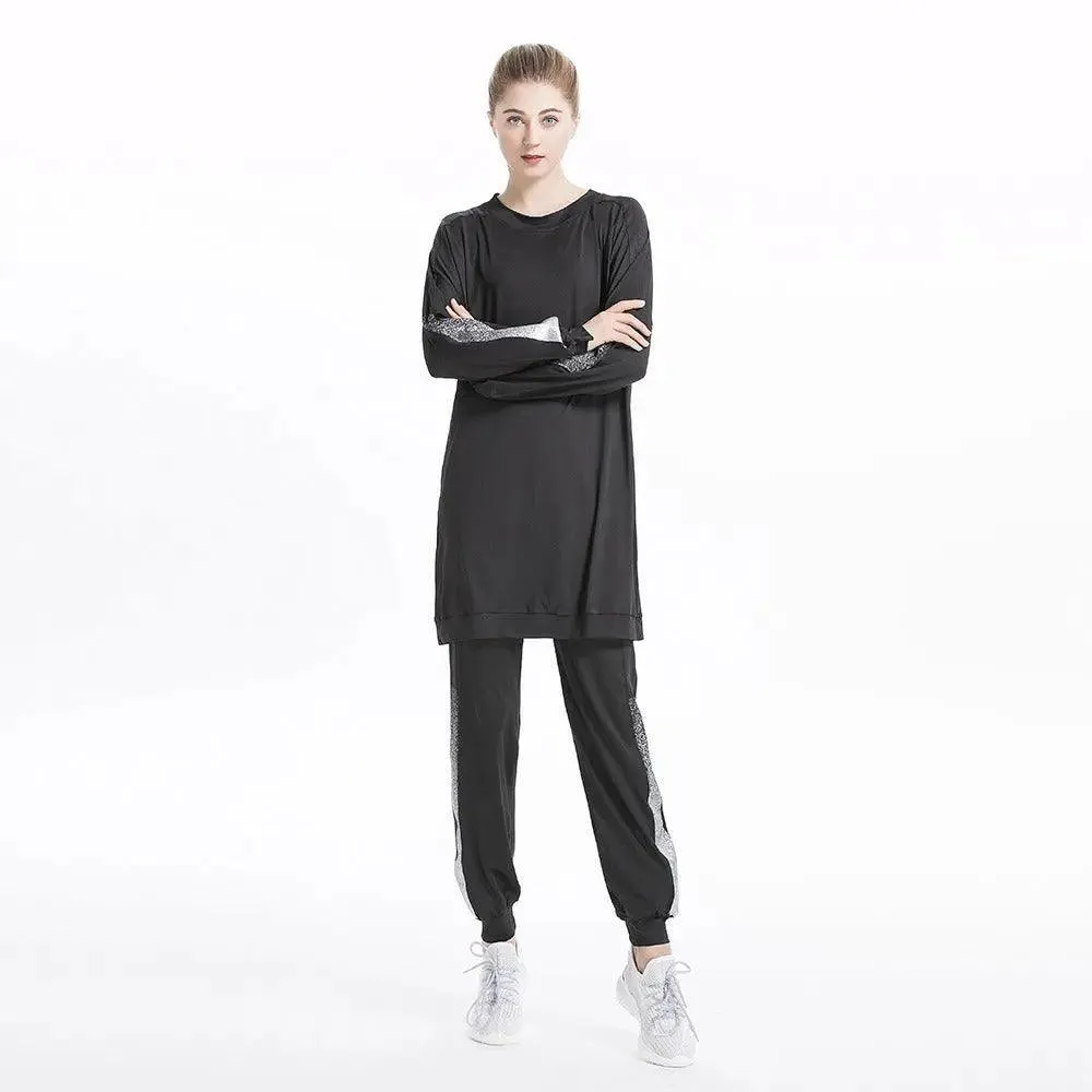 MB008 Women's Casual Two Piece Sweatsuit Set - Long Sleeve Crewneck and Joggers