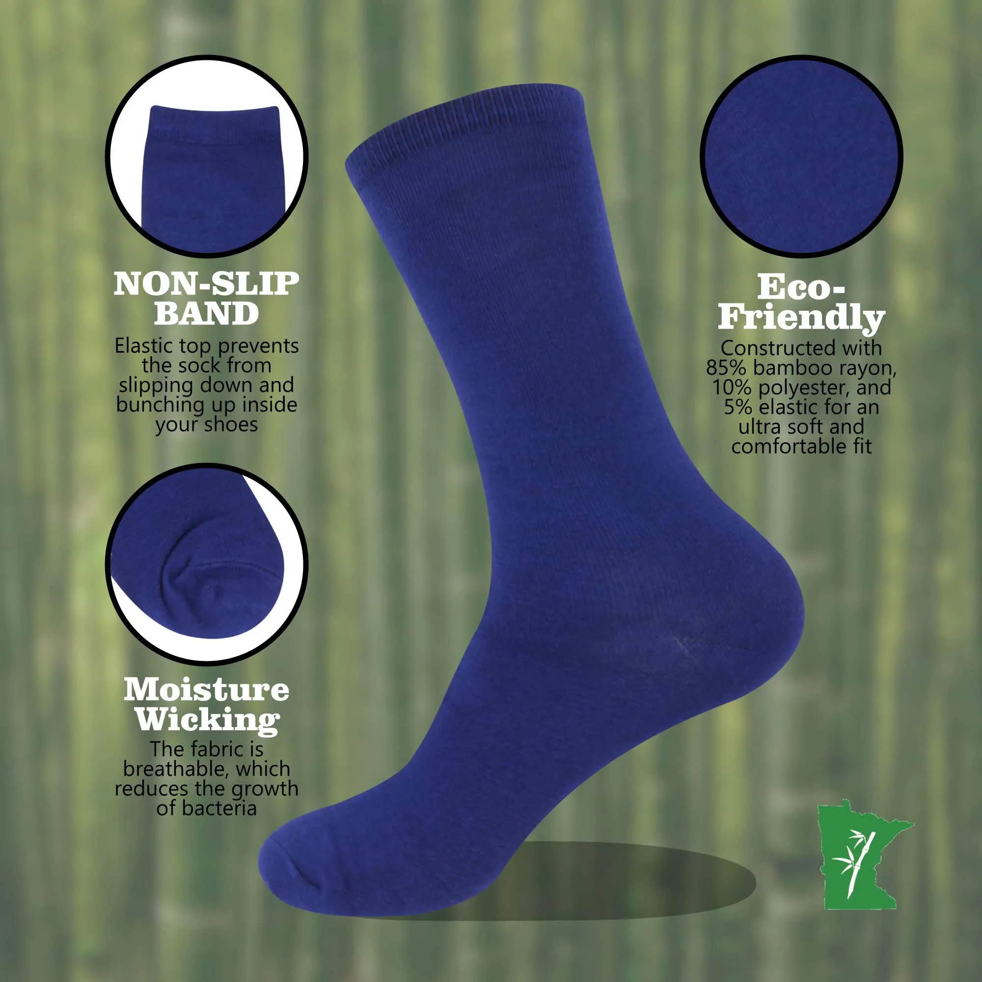 Men's Rayon from Bamboo Fiber Mid-Calf Socks - 4 Pair