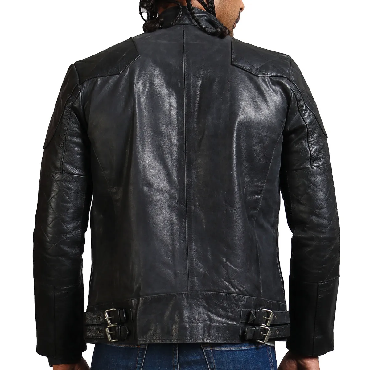 Men's Stylish Biker Black Leather Jacket for Riders