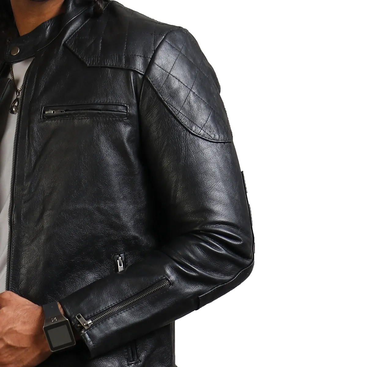 Men's Stylish Biker Black Leather Jacket for Riders
