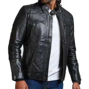 Men's Stylish Biker Black Leather Jacket for Riders