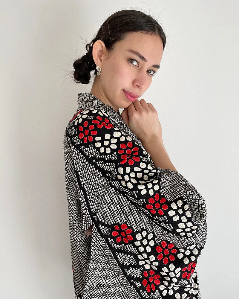 Modern Flower Shibori Haori Kimono Jacket