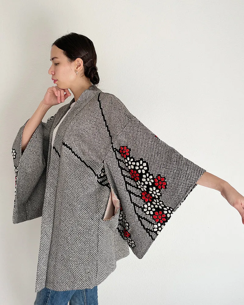 Modern Flower Shibori Haori Kimono Jacket