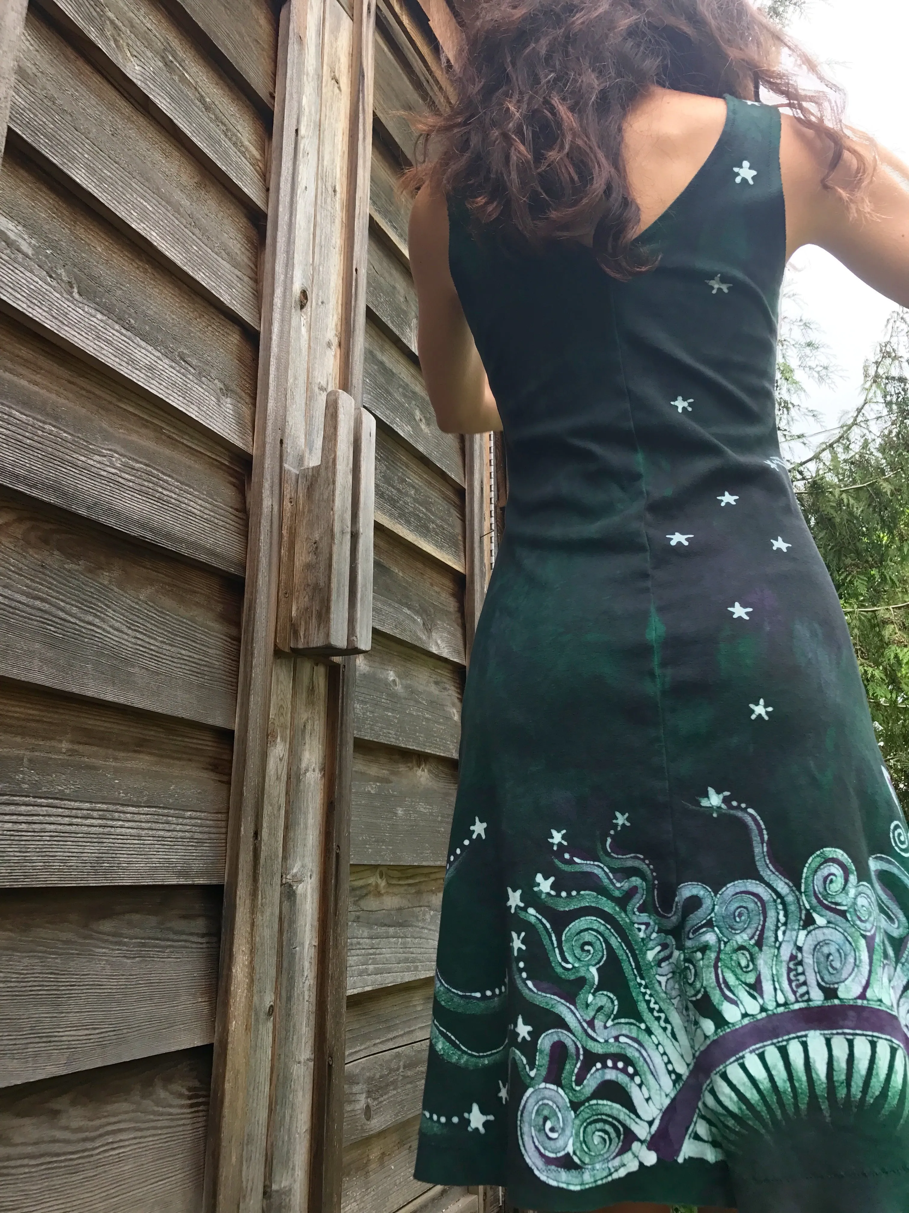 Owls In The Usnea Tree Batikwalla Dress in Organic Cotton - Size Small