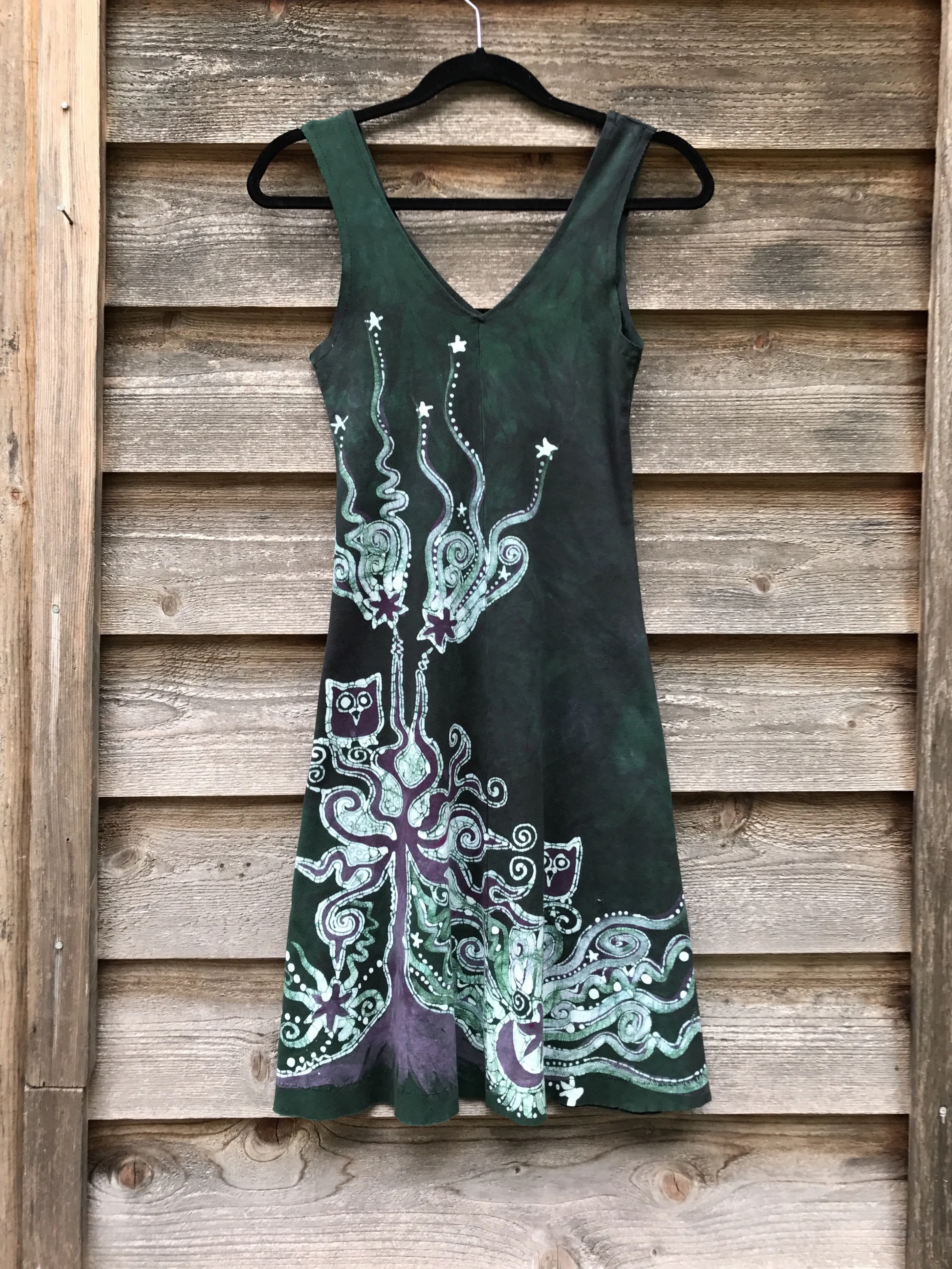 Owls In The Usnea Tree Batikwalla Dress in Organic Cotton - Size Small
