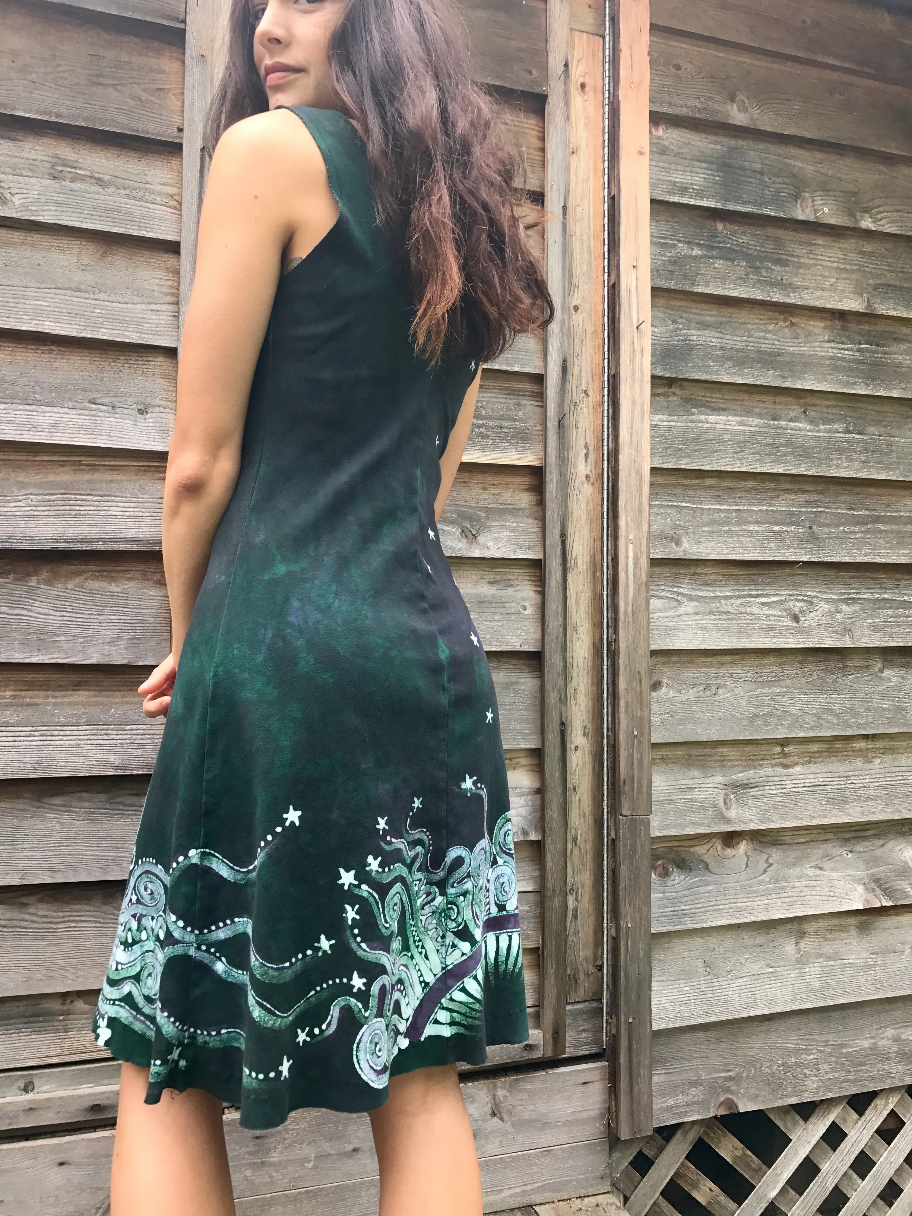 Owls In The Usnea Tree Batikwalla Dress in Organic Cotton - Size Small