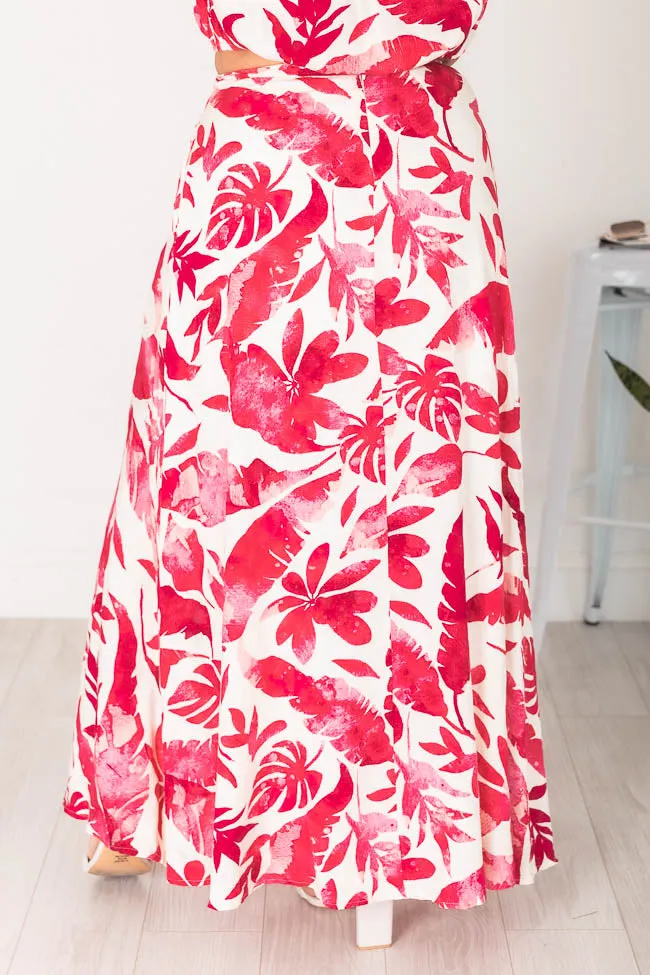 Passport To Paradise Pink/White Printed Maxi Skirt FINAL SALE