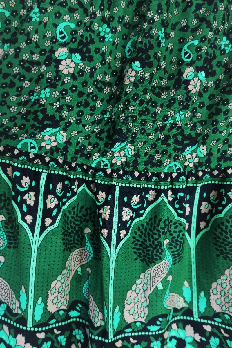 Peacock Prairie Skirt in Forest Green - Free Size