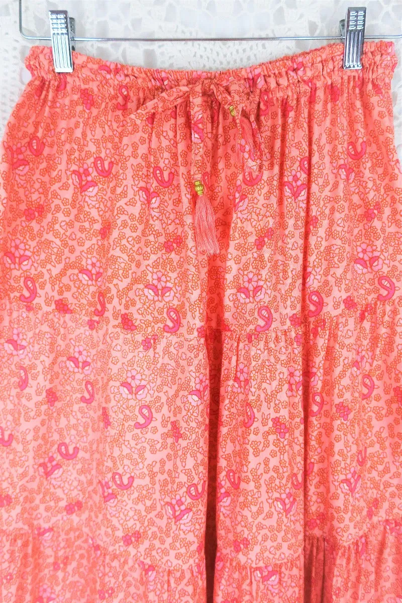 Peacock Prairie Skirt in Peachy Rose - Free Size