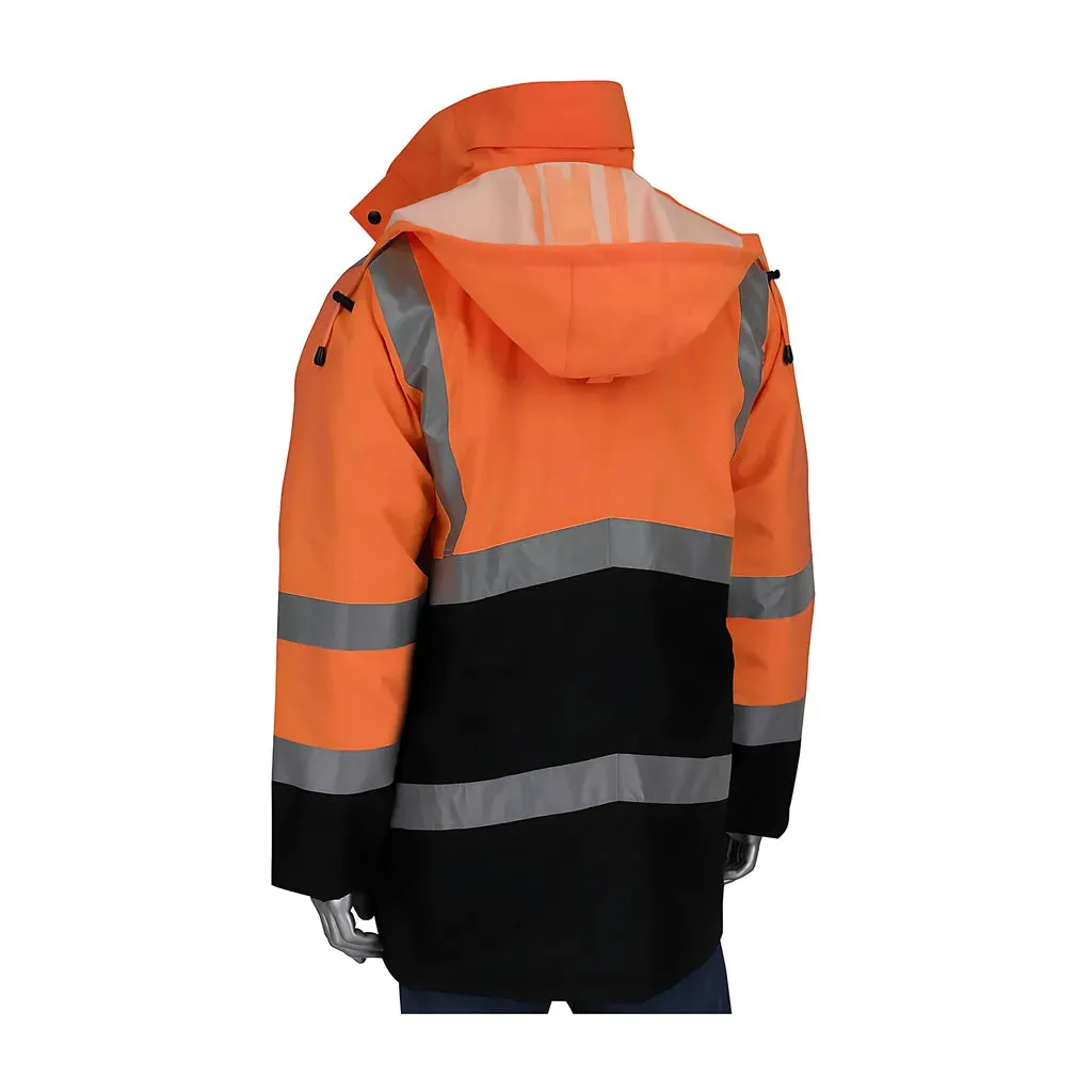 PIP 343-1750-OR/3X ANSI Type R Class 3 Black Bottom Coat with Built-in Quilted Insulation