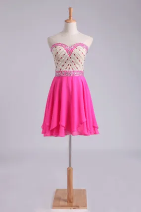 Prom Dress Sweetheart A Line With Layered Chiffon Skirt Bicolor Short/Mini