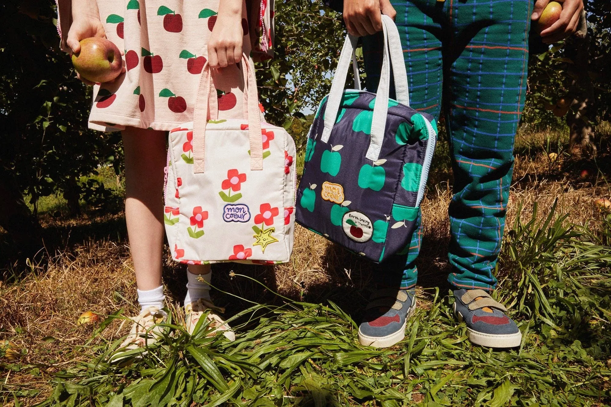Recycled Cotton Grid Kid Jogger | Pine Green Multi