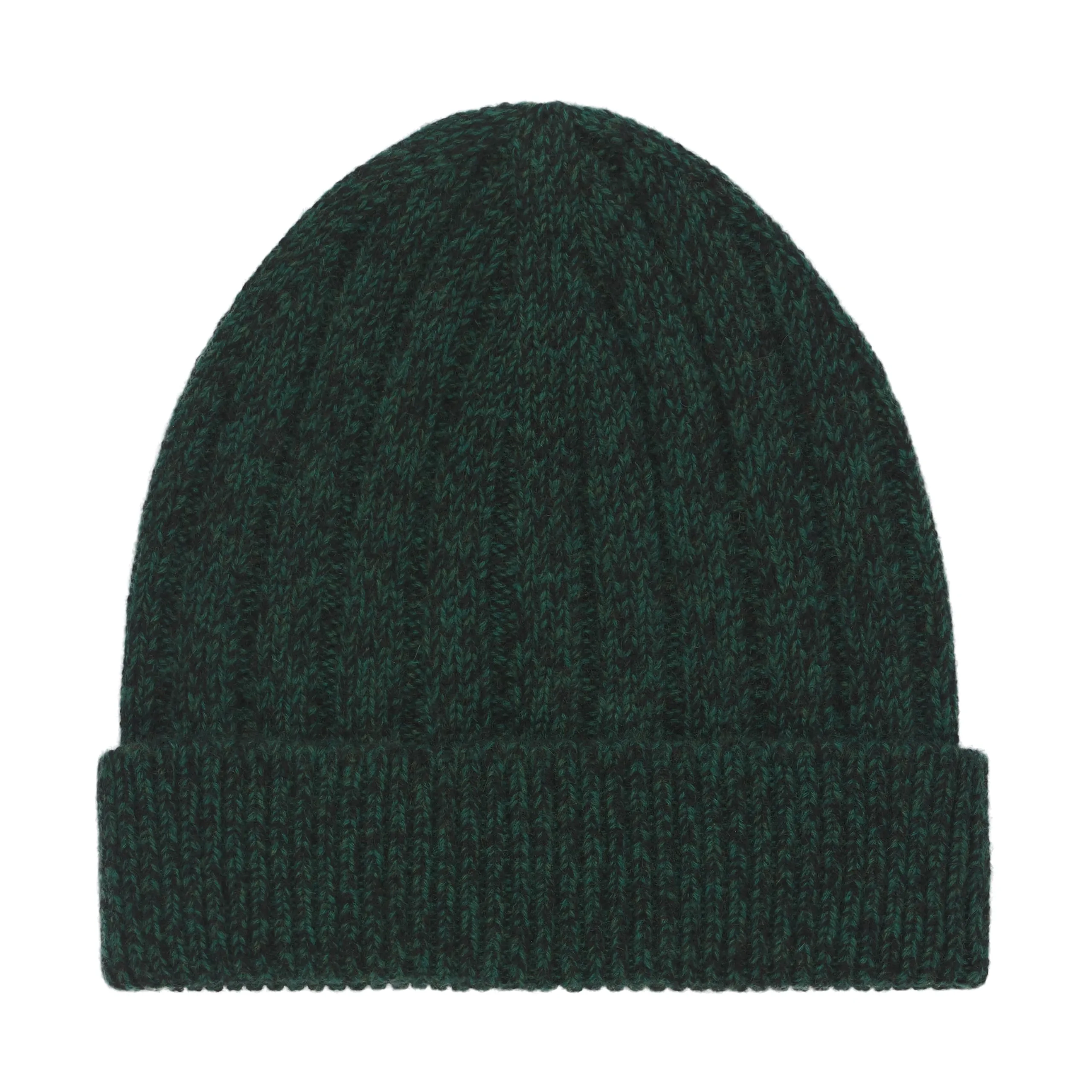 Ribbed Cashmere Hat in Black Green Melange