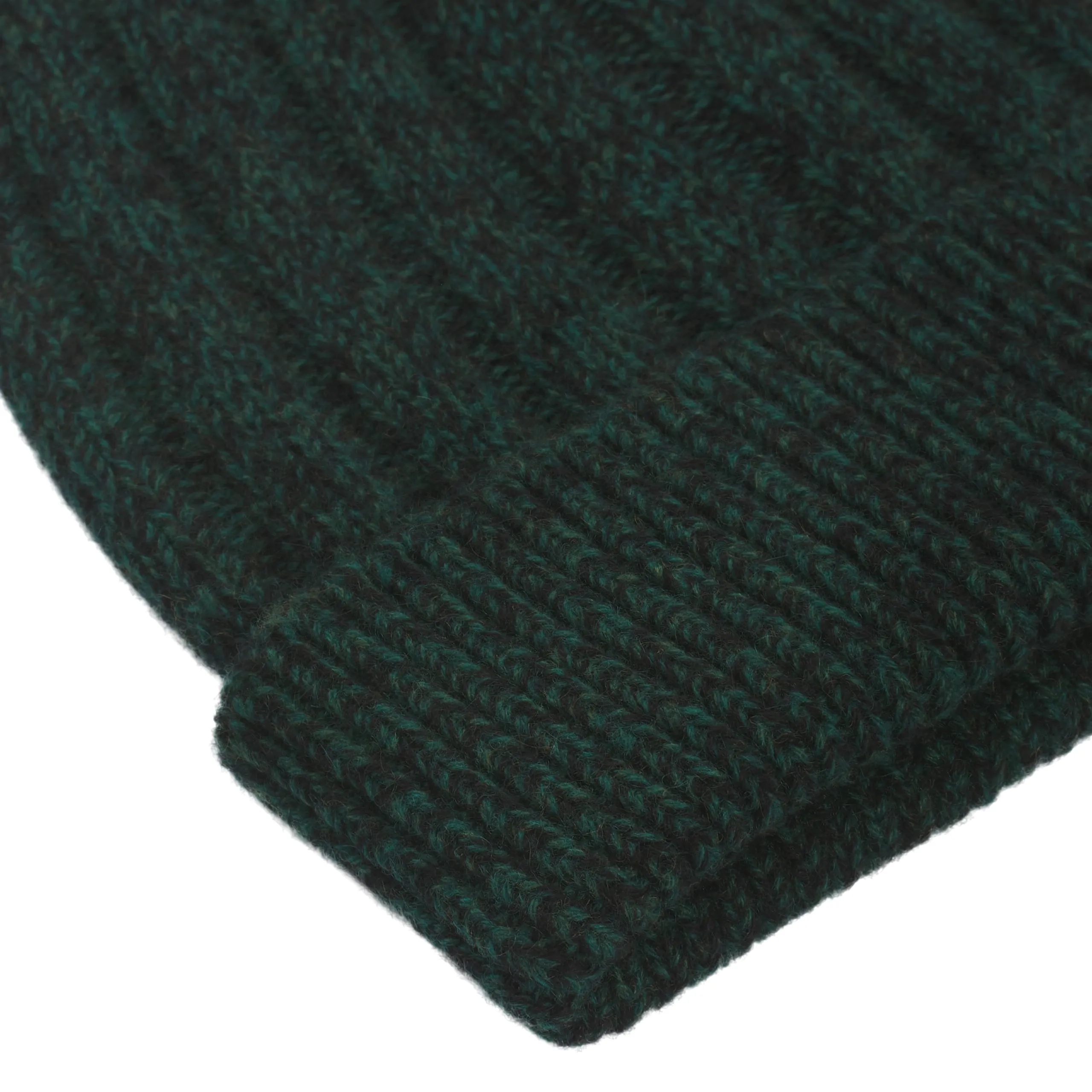 Ribbed Cashmere Hat in Black Green Melange