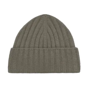 Ribbed Cashmere Hat in Pale Green Melange