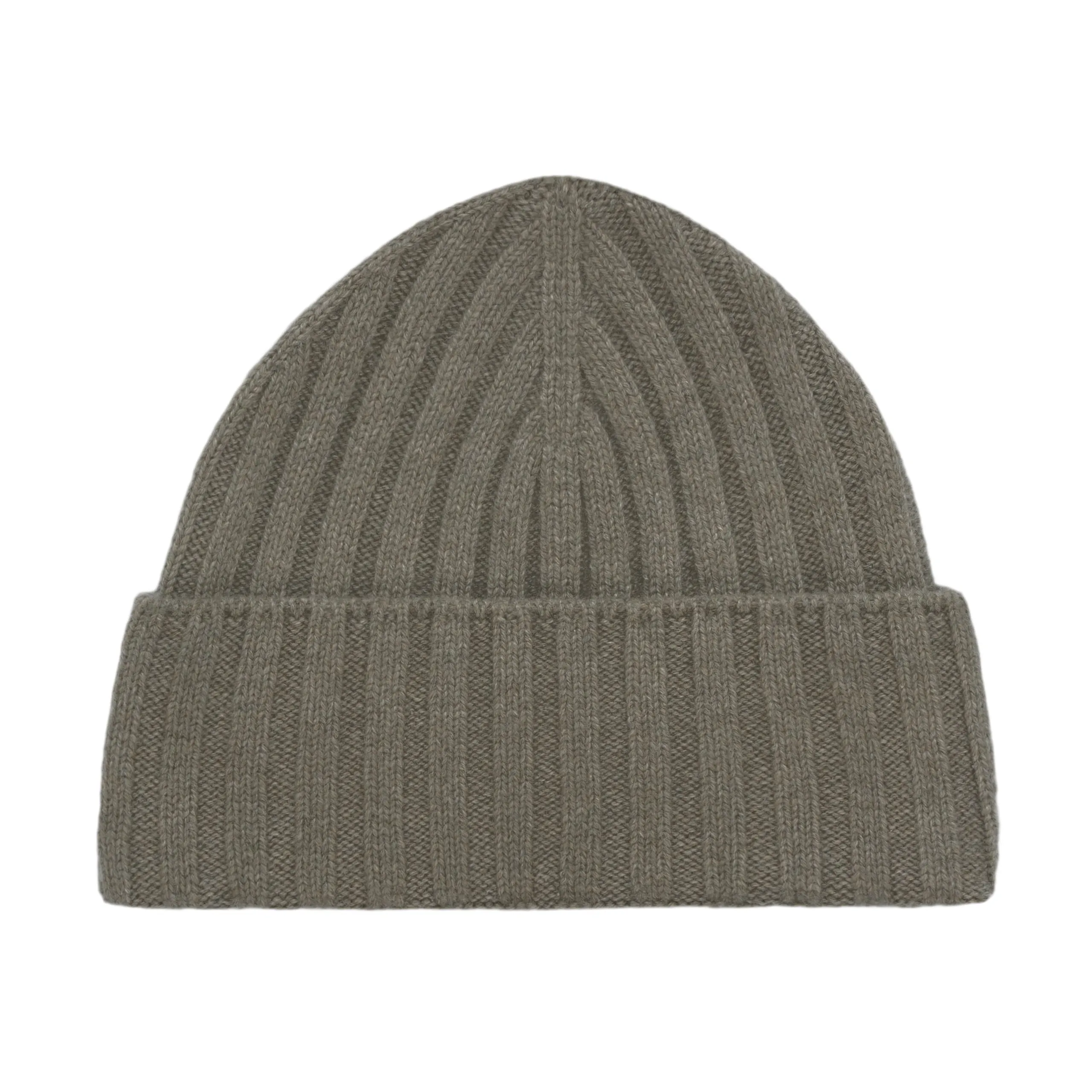 Ribbed Cashmere Hat in Pale Green Melange