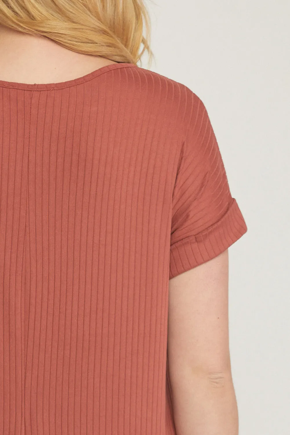 Ribbed Pocket Midi Dress, Terra Cotta