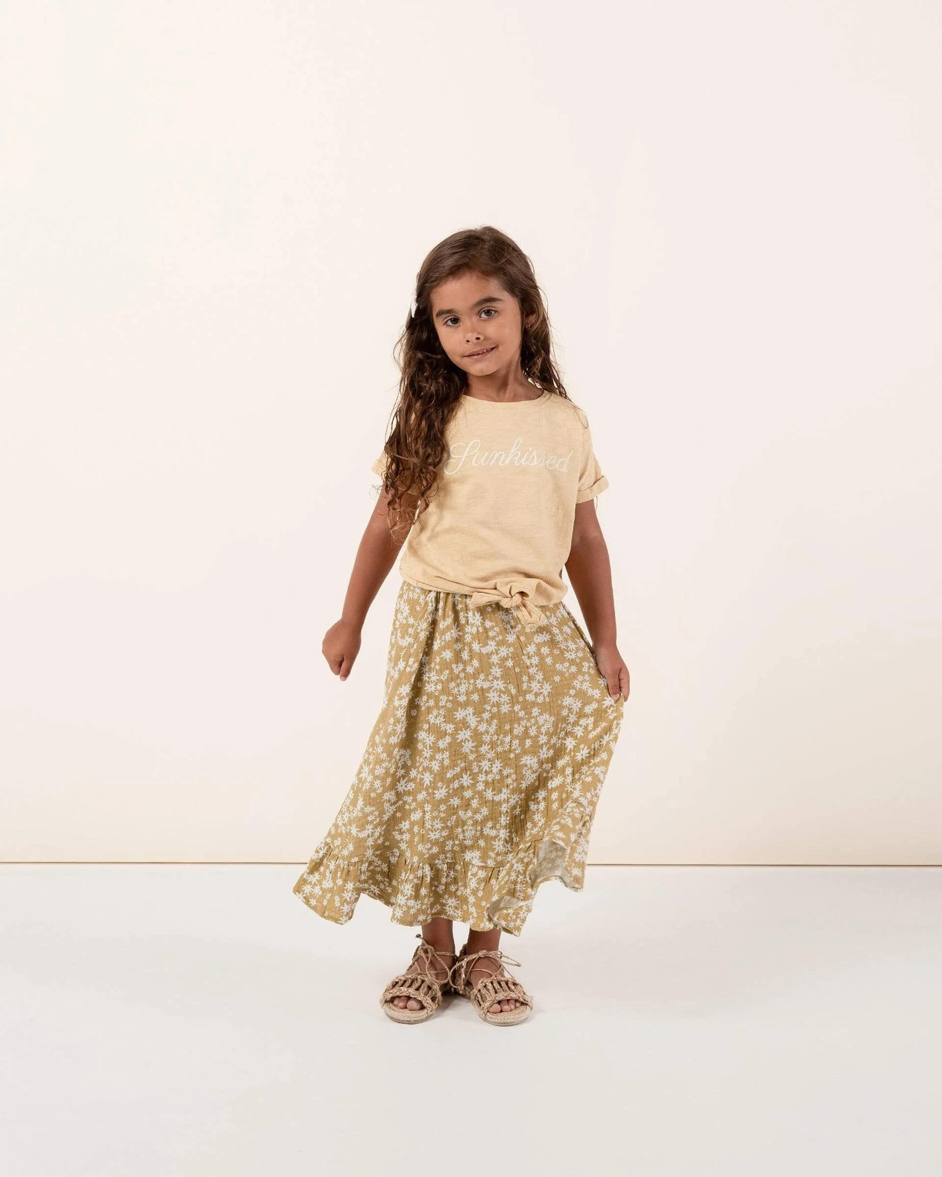 Rylee and Cru Scattered Daisy Ruffle Midi Girls Skirt