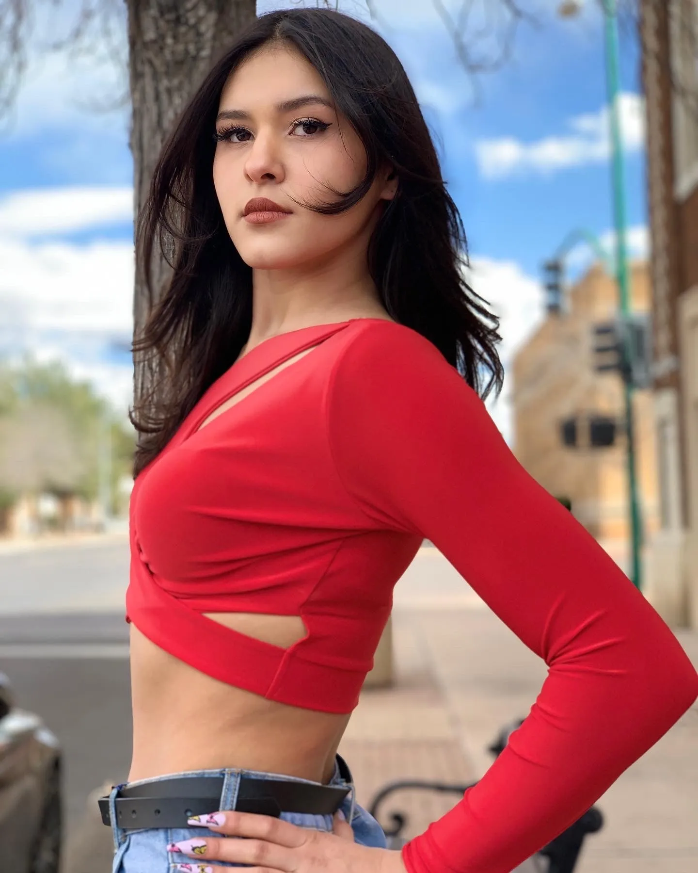 Sexy Long One Sleeve Crop Top