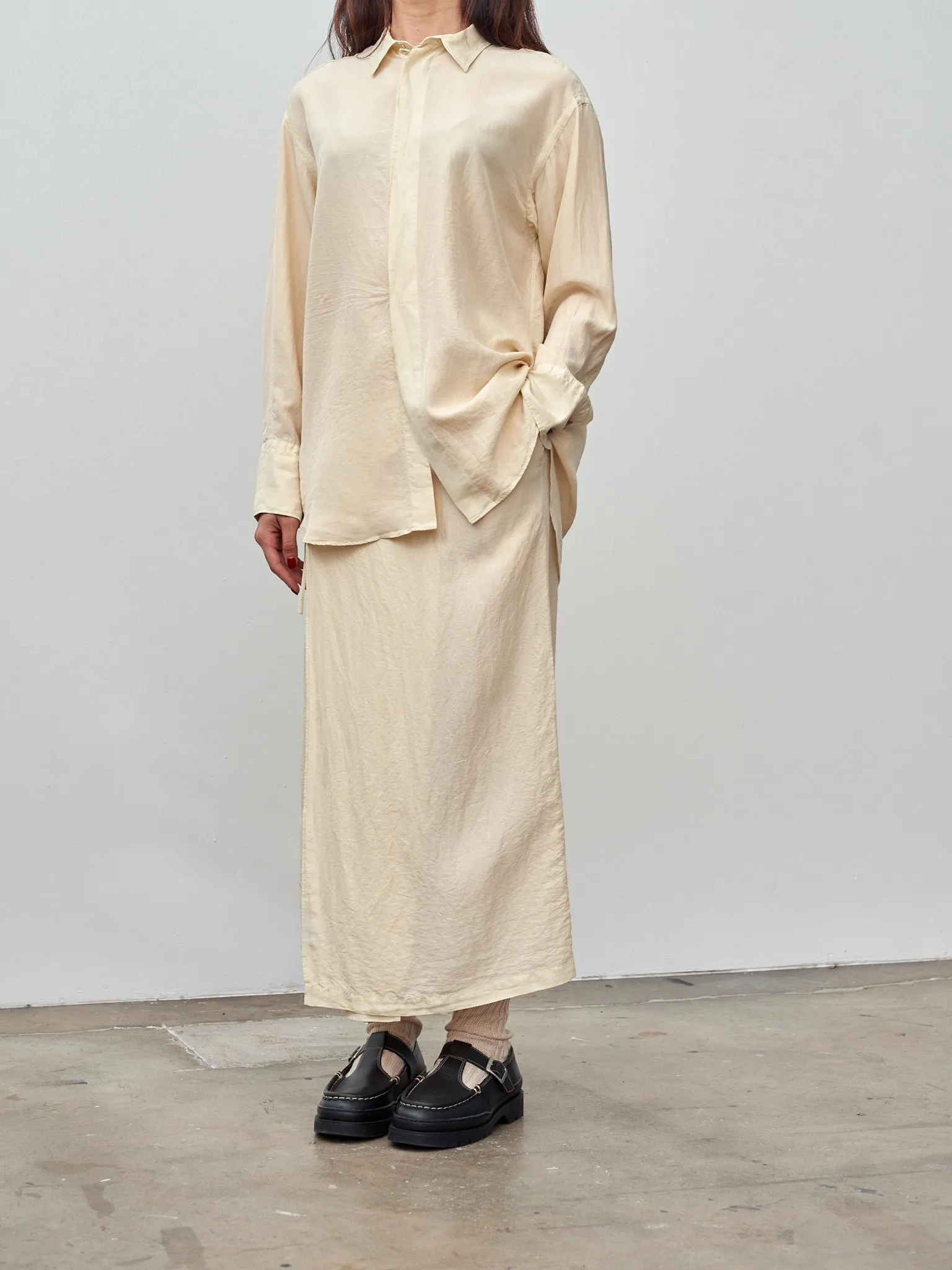 Silk Habotai Oversized Shirt - Butter
