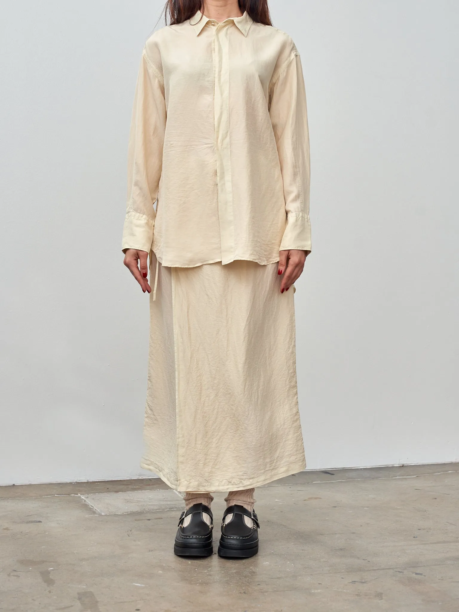Silk Habotai Oversized Shirt - Butter