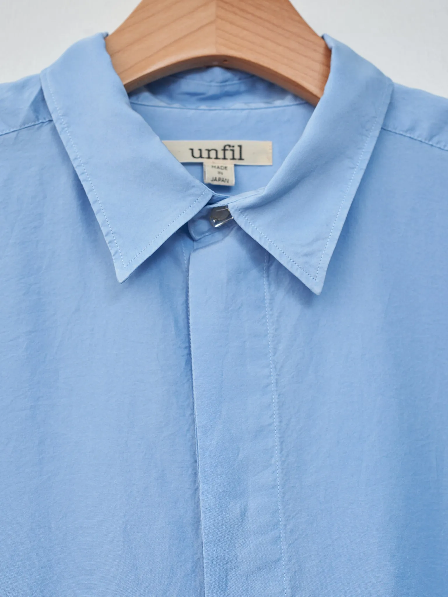 Silk Habotai Oversized Shirt - Sax Blue