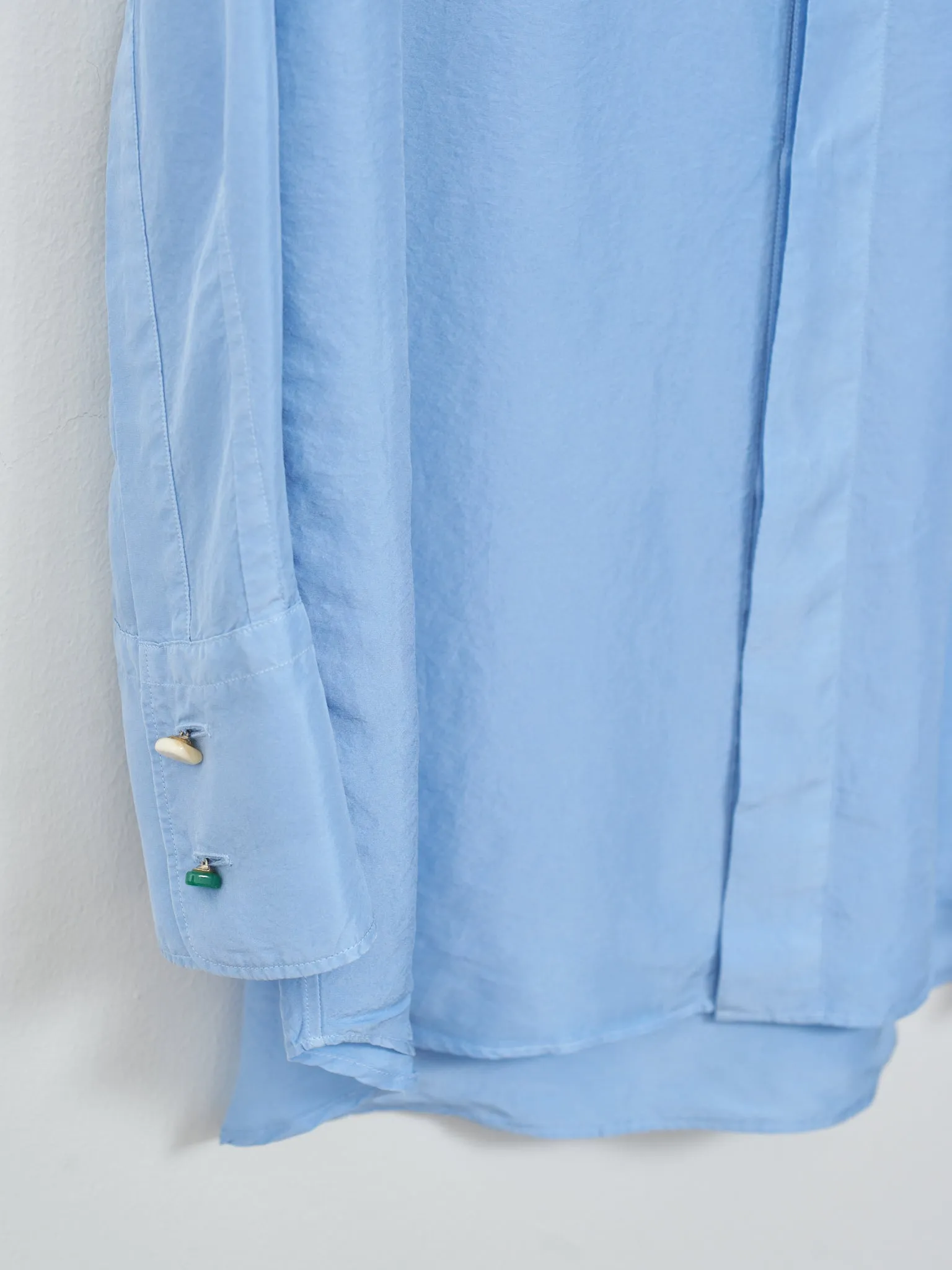 Silk Habotai Oversized Shirt - Sax Blue