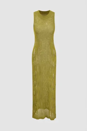 Sleeveless Openwork Knit Cover Up Dress