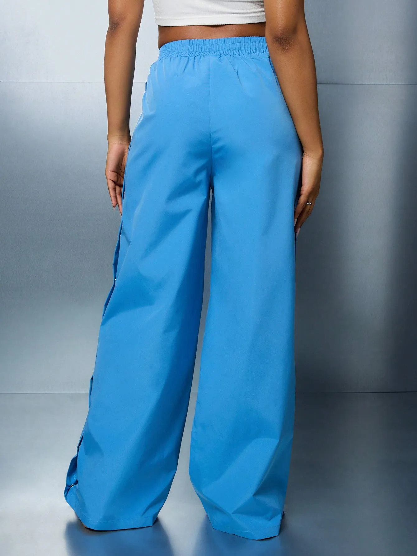 SUMWON WOMEN Pull On Wide Leg Side Popper Graphic Joggers