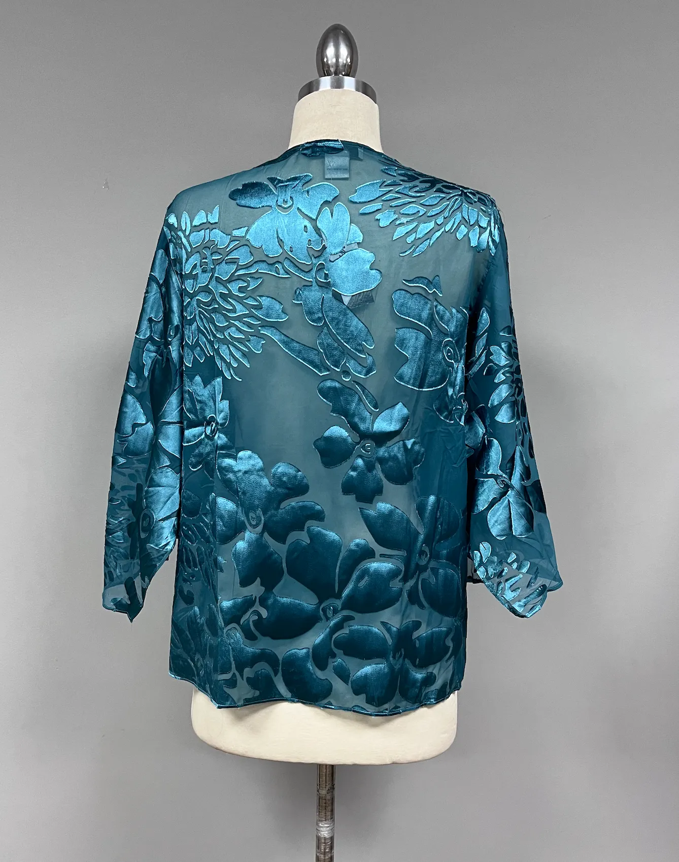 Teal Silk Burnout Dress & Jacket Set