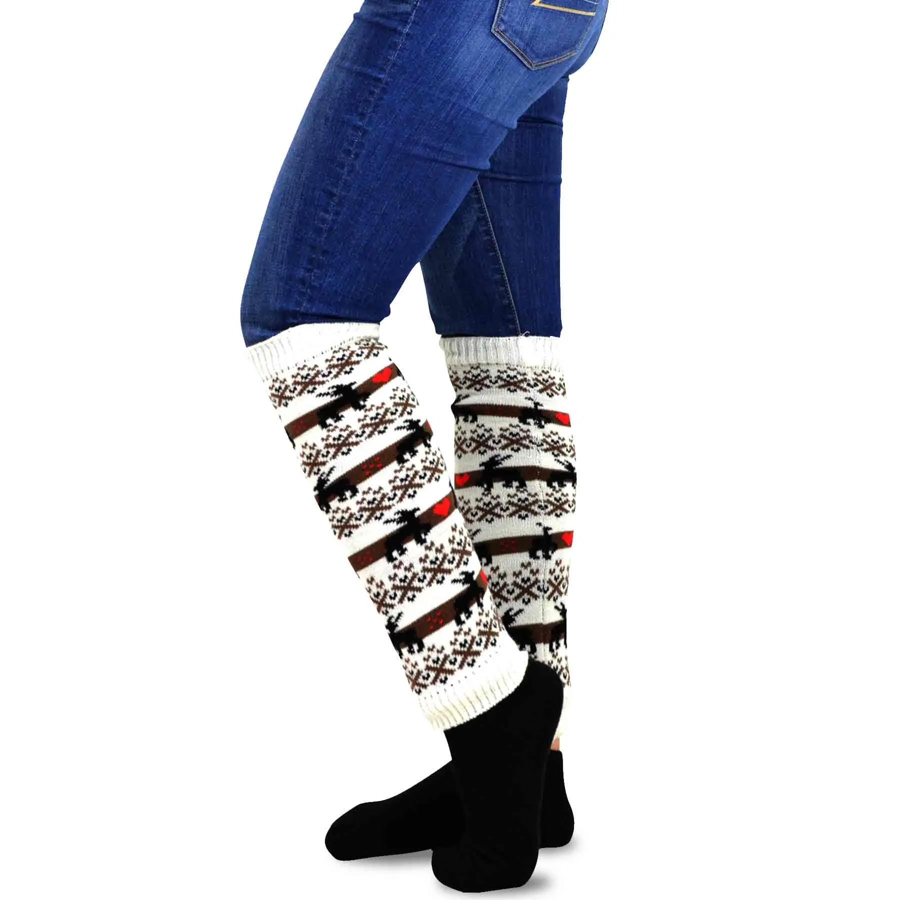 TeeHee Socks Women's Acrylic Leg Warmer Deer 3-Pack Gift Box (12249)