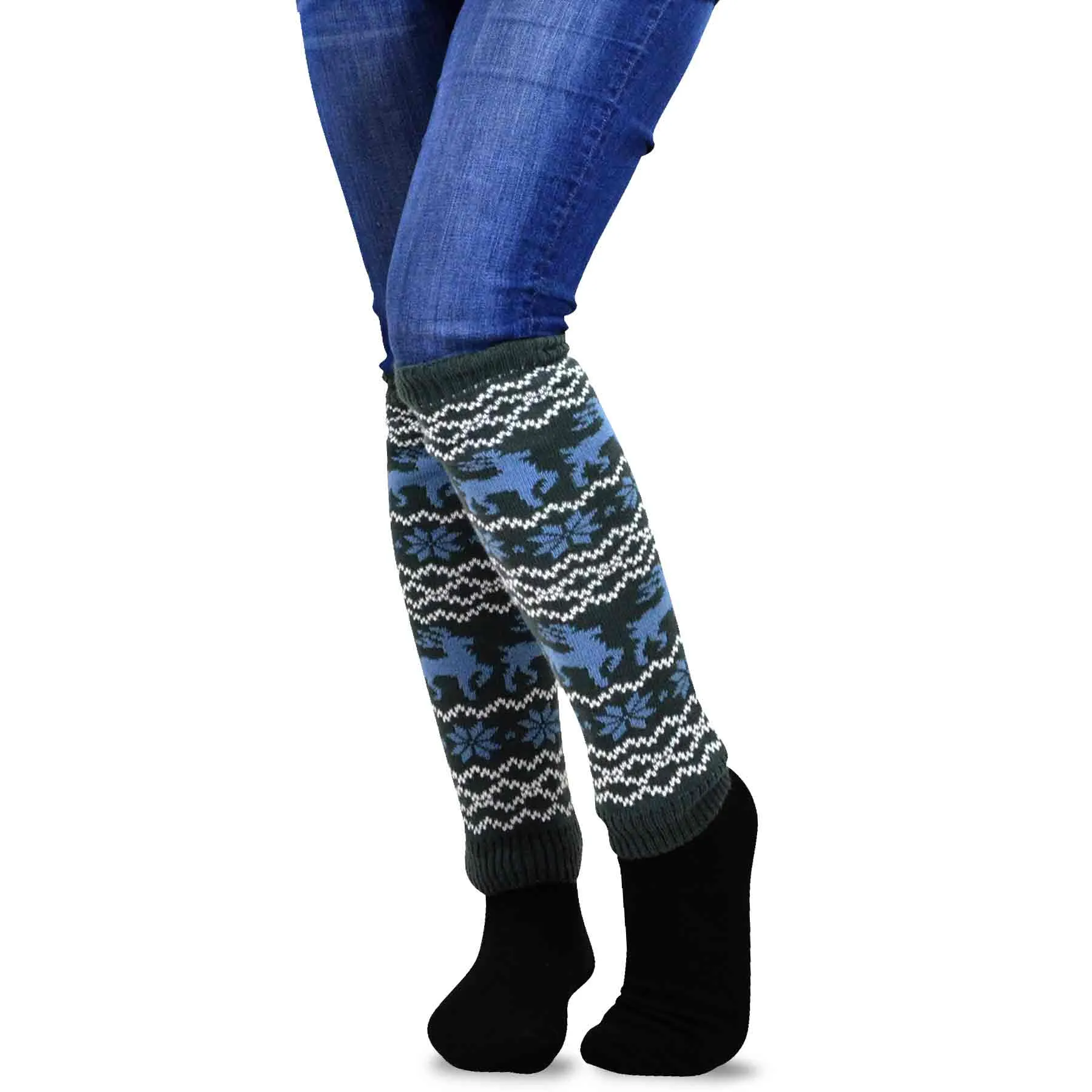 TeeHee Socks Women's Acrylic Leg Warmer Deer 3-Pack Gift Box (12249)