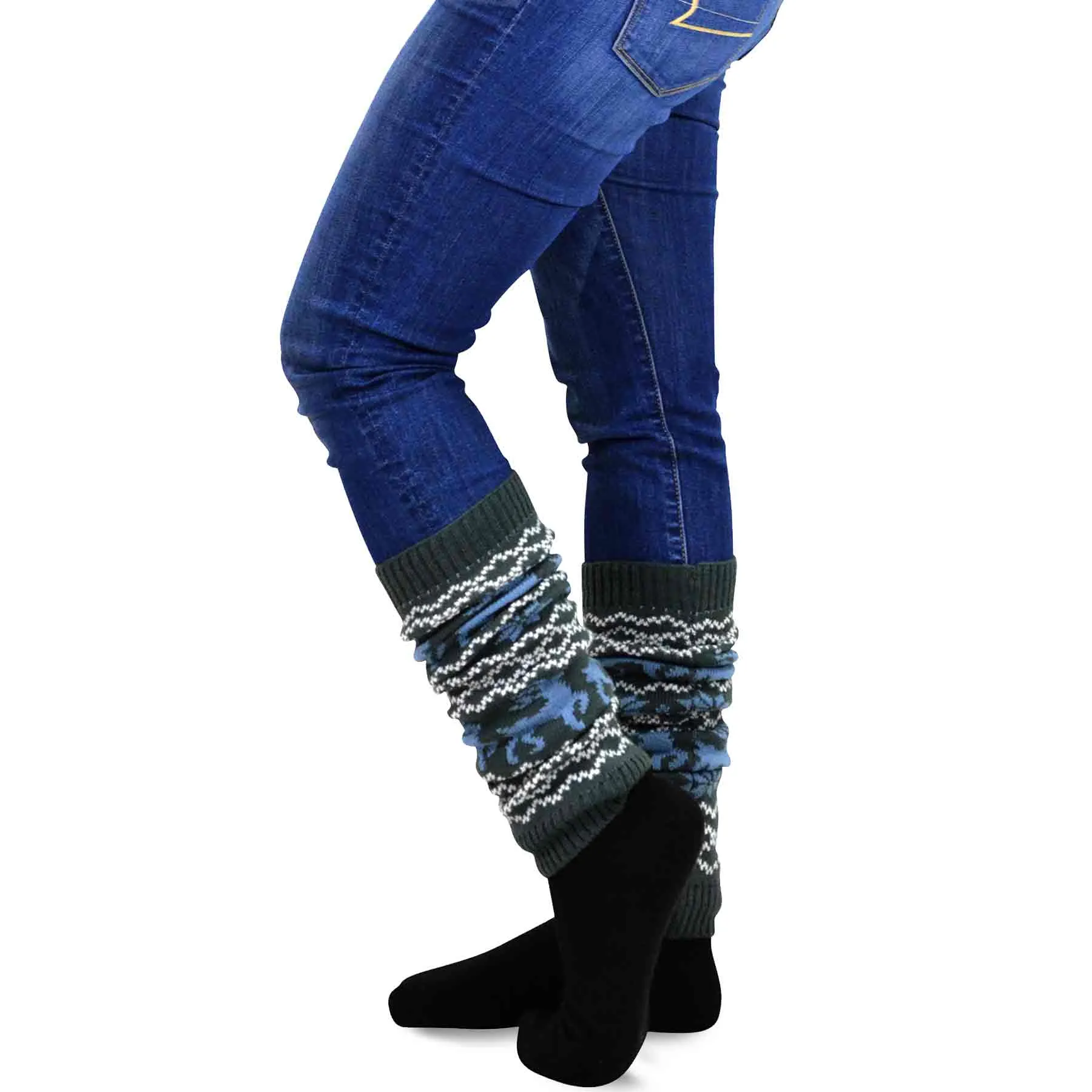 TeeHee Socks Women's Acrylic Leg Warmer Deer 3-Pack Gift Box (12249)