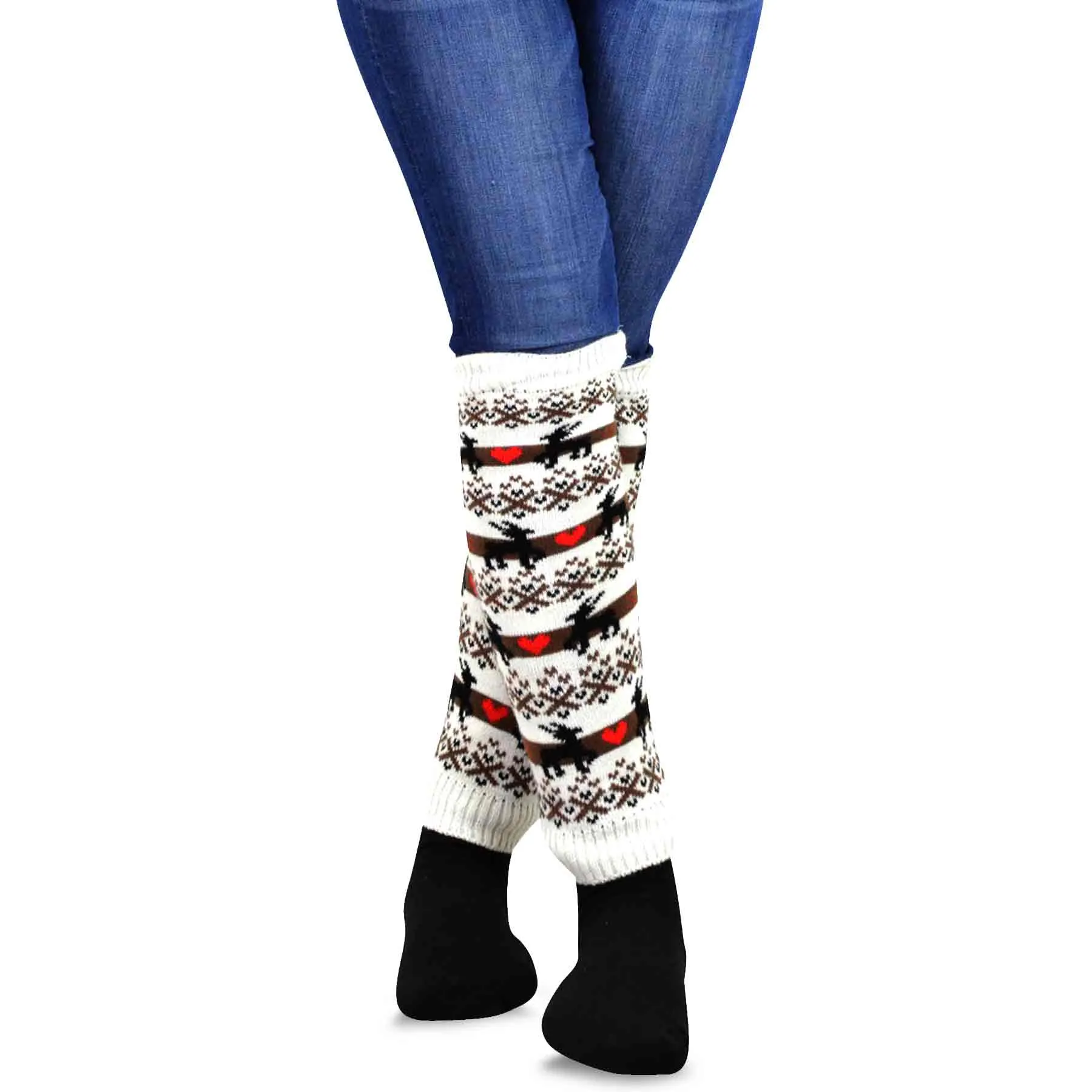 TeeHee Socks Women's Acrylic Leg Warmer Deer 3-Pack Gift Box (12249)