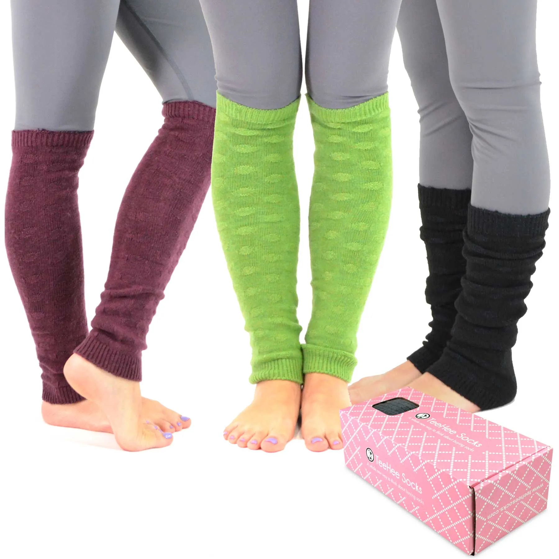 TeeHee Socks Women's Winter Leg Warmer Assorted 3-Pack Gift Box (Y1560)